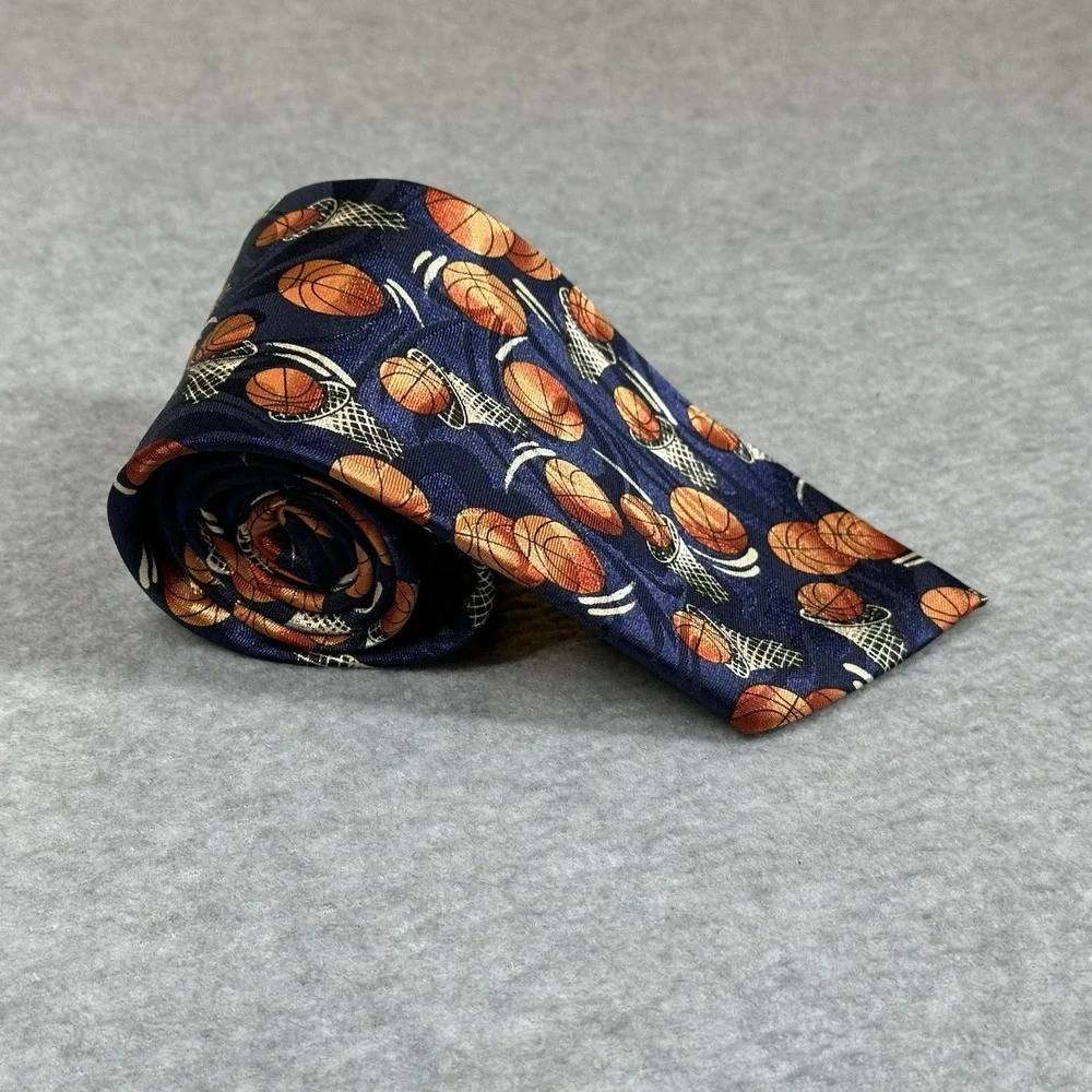 Steven Harris Hand Made Mens Tie Polyester Jacquard Basketball Novelty 58x3.5 in